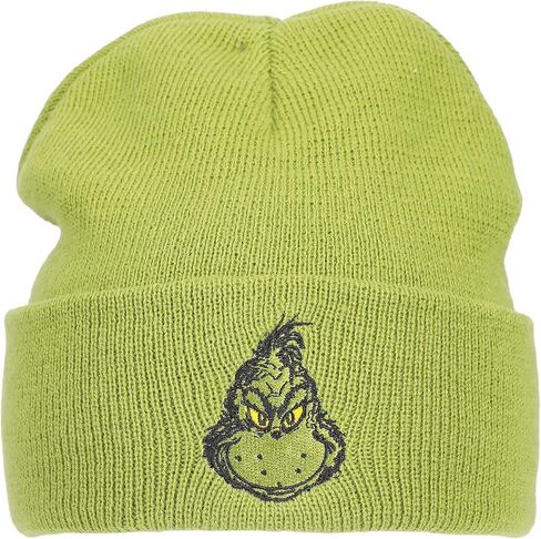 قبعة صغيرة ذات أساور قياسية مطرزة بخيوط أكريليك خضراء من Bioworld The Grinch in Kuwait
