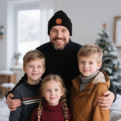 World's Best Dad Ever Beanie, Super Papa Winter Hat with Leather Patch, Funny Christmas for Dad in Saudi Arabia