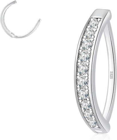 14G Moissanite Clicker Belly Button Ring - 925 Sterling Silver 0.3ct Moissanite Navel Ring Navel Barbell Stud Summer Body Piercing Jewelry for Women in Saudi Arabia