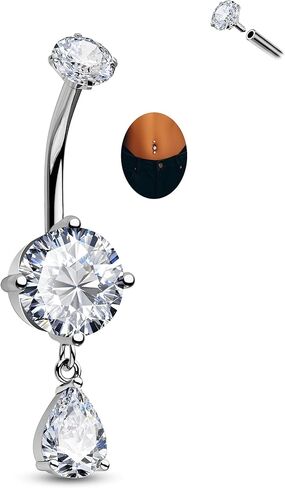 CM Crareesi Mania Titanium Belly Button Rings Dangle Belly Rings Internally Threaded 14G Belly Piercing Jewelry for Women Hypoallergenic Titanium Navel Rings in Saudi Arabia
