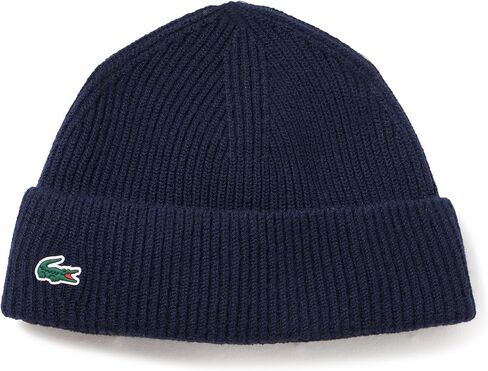 Lacoste Men's Ribbed KNT Wool Golf Beanie, Navy Blue, One Size in Saudi Arabia