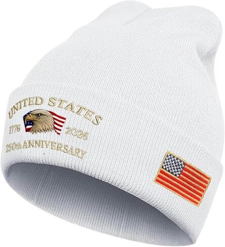 250th Anniversary USA Knit Hat Warm Cozy Embroidery Beanie for Women Men, 250 Year American Anniversary Merchandise in Saudi Arabia