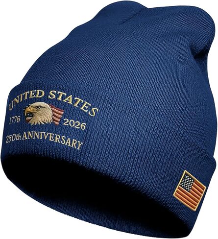 250th Anniversary USA Knit Hat Warm Cozy Embroidery Beanie for Women Men, 250 Year American Anniversary Merchandise in Saudi Arabia