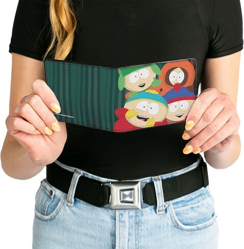 Buckle-Down Comedy Central Wallet, Bifold, South Park Boys Group Pose Stripe Greens, Vegan Leather in Saudi Arabia