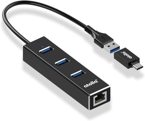 USB to Ethernet Adapter, atolla 3 Ports USB 3.0 Hub with 10/100/1000 Mbps LAN RJ45 Gigabit Network Adapter, Supports Windows 10/8/7, Mac OS, Linux in Kuwait