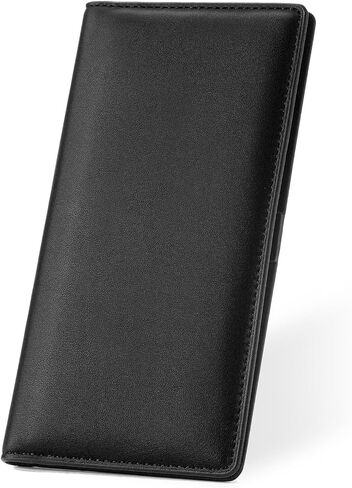 Ultra Slim Genuine Leather Wallet for Women RFID Blocking Bifold Credit Card Holder Long Clutch (Black) in Kuwait