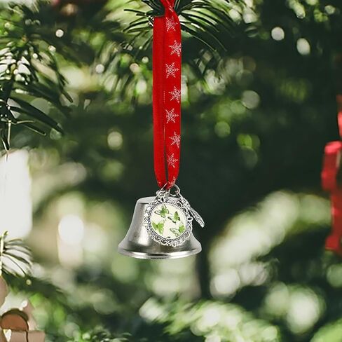 Lime Green Butterfly Christmas Bells Ornaments Sleigh Jingle Bells with Angel Wings Pendant and Hanging Rope, DIY Hanging Ornaments for Xmas Tree Wreath Holiday Crafts Home Decoration, Silver in Saudi Arabia