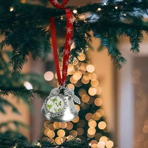 Lime Green Butterfly Christmas Bells Ornaments Sleigh Jingle Bells with Angel Wings Pendant and Hanging Rope, DIY Hanging Ornaments for Xmas Tree Wreath Holiday Crafts Home Decoration, Silver in Saudi Arabia