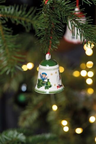 Villeroy & Boch My Christmas Tree, Bell Toy Ornament, 2x2x2.75 in, Porcelain, White/Green in Saudi Arabia
