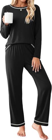 Ekouaer Women's Pajama Sets Long Sleeve Top and Pant Pjs Sets Soft Sleepwear 2 Piece Lounge Sets with Pockets S-XXL in Kuwait
