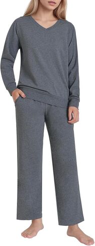 Latuza Women's Petite Cotton Lounge Set Long Sleeve Loungewear Outfits in Saudi Arabia
