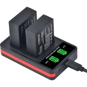 Picke Power NP-W126 NP-W126S بطارية (حزمة 2) وشاحن مزدوج LED ل FUJI X100V X100VI X-T100 X-T200 X100F ، X-T3 X-T30 X-T30 X-T20 X-T1 X-T2 X- T10 X-S10 X-A5 X-A10 X-E4 in Kuwait