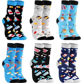 6 Pair Pharmacy Technician Gift Pharmacist Socks Accessories for a Living Cotton Socks Pharmacy Student Gift in Saudi Arabia