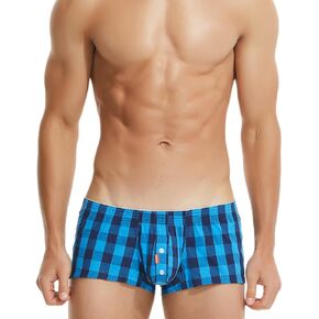 Panegy Men's Plaid Tartan Boxer Briefs Underwear Sleep Lounge Shorts Low Rise Sexy Underpant in Kuwait