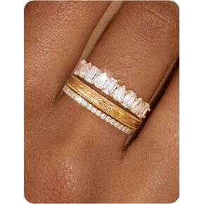 Stackable Gold Rings for Women Non Tarnish Chunky 14K Gold Plated Stacking Cubic Zirconia Engagement Thumb Ring Set Stack Pack Statement Wedding Band Rings Promise Rings Gold Jewelry in Saudi Arabia