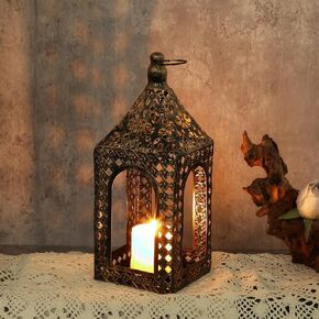 حاملات شموع مزخرفة بمصباح فانوس مغربي لديكورات رمضان، معلقة، فناء خارجي أو شرفة، ديكور منزلي داخلي (أبيض 10.2 بوصة) in Kuwait