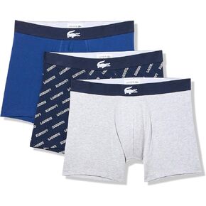 Lacoste Mens Cotton Stretch Lacoste Diagonal Print Boxer Briefs 3 pack in Kuwait