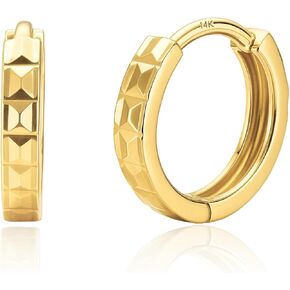 Small Solid 14K Gold Huggie Earrings for Women | Hypoallergenic & Anti-Tarnishing Yellow Gold Hoop Earrings | Real 14 Karat Hoops in Various Styles MAX + STONE in Kuwait