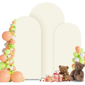 Arch Backdrop Cover Set of 3 Wedding Arch Cover Spandex Fitted Arch Cover Round Top Arch Backdrop Stand Cover for Birthday Baby Party Ceremony Banquet Decoration(White, 4FT, 5FT, 6FT) in Kuwait