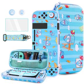 HYPERCASE Cute Switch Carrying Travel Bag for Nintendo Switch Accessories, Pink Bunny Soft Switch Cover Case for NS Console, HD Screen Protector, Shoulder Strap, 2 Kawaii Thump Caps in Kuwait