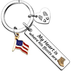Military Mom Gifts Keychain Deployment Gifts Army Soldier Wife Girlfriend Gift Soldier Mom Gift-My Heart is Where His Boots are in Saudi Arabia