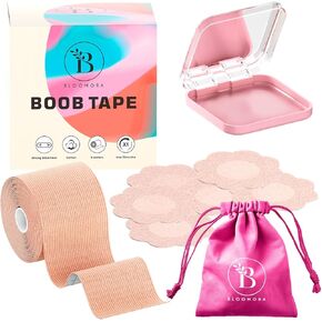 Boob Tape with Silicone Nipple Covers – Breast Lift Tape for Women – Invisible Boobtape Push Up Support – Body Tape for Strapless Dresses, Backless Tops & Deep V Outfits – Beige in Saudi Arabia