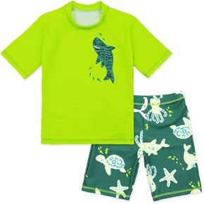 الأولاد UPF 50+ حارس الطفح الجلدي طويل الأكمام وسباحة جذوع السباحة مجموعة ليد لدفاع لأحجام الصبي الكبير (3-11 سنة) in Kuwait