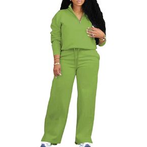 MOEENCN Women 2 Piece Outfits Sweatsuit Oversized Half Zip Sweatshirt Wide Leg Sweatpant Casual Lounge Matching Set Tracksuit in Kuwait