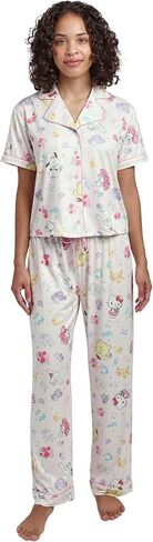 Bioworld Hello Kitty & Friends All-Over Print Women's Button-Down Shirt And Pants 2-Piece Pajama Set in Saudi Arabia