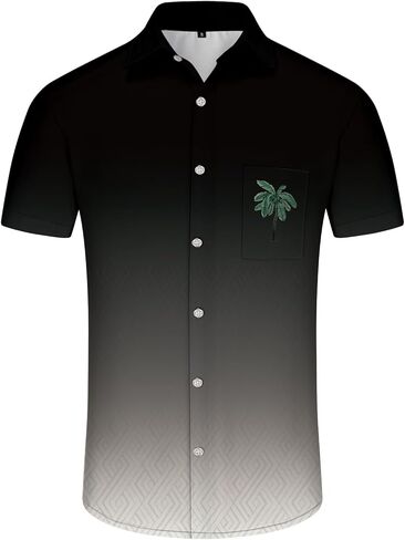 Men Hawaiian Button Shirt Beach: Casual Summer Short Sleeve Ombre Clothing in Saudi Arabia