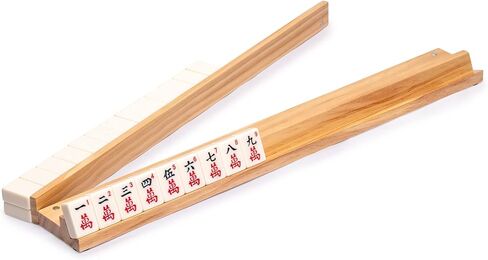 Yellow Mountain Imports Classic Chestnut Color Wooden Mahjong Game Racks with Pushers, 18 Inches - Set of 4 (Includes Magnetically Attached Mahjong Pushers) in Kuwait