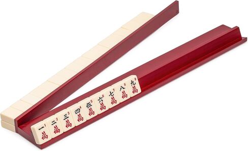 Yellow Mountain Imports Classic Chestnut Color Wooden Mahjong Game Racks with Pushers, 18 Inches - Set of 4 (Includes Magnetically Attached Mahjong Pushers) in Kuwait