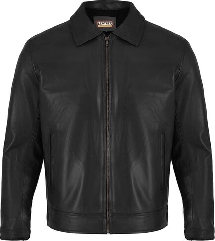 Classic Polo Collar Leather Jacket Men-Work Jackets Turndown Collar Business Casual in Saudi Arabia