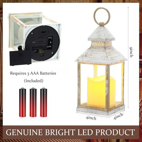 Sumind 8 Pack 9" Decorative Candle Lantern with Flameless Candle Wood Grain Lantern Hanging Vintage Rustic Farmhouse Decor Wedding Decoration Table Centerpiece for Indoor Outdoor Party(White) in Saudi Arabia