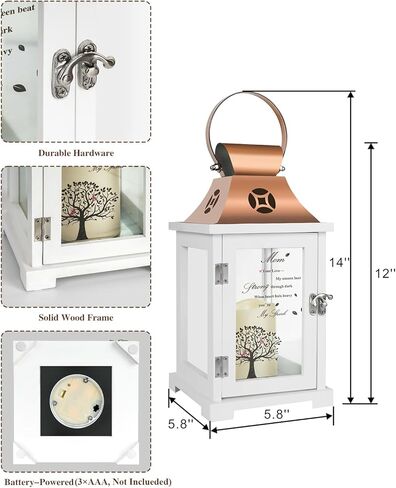 Memorial Lantern, Sympathy Gifts for Loss of Loved One Decorative Lily Flowers Christmas Memory Candle Outdoor Indoor for Funeral Bereavement Remembrance Grieving in Saudi Arabia