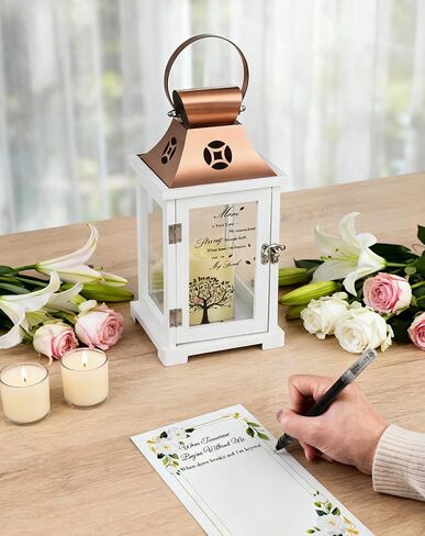 Memorial Lantern, Sympathy Gifts for Loss of Loved One Decorative Lily Flowers Christmas Memory Candle Outdoor Indoor for Funeral Bereavement Remembrance Grieving in Saudi Arabia