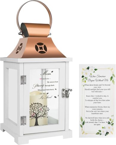 Memorial Lantern, Sympathy Gifts for Loss of Loved One Decorative Lily Flowers Christmas Memory Candle Outdoor Indoor for Funeral Bereavement Remembrance Grieving in Saudi Arabia