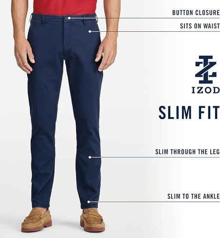 Izod Mens Saltwater Stretch Flat Front Slim Fit Chino Pant in Saudi Arabia