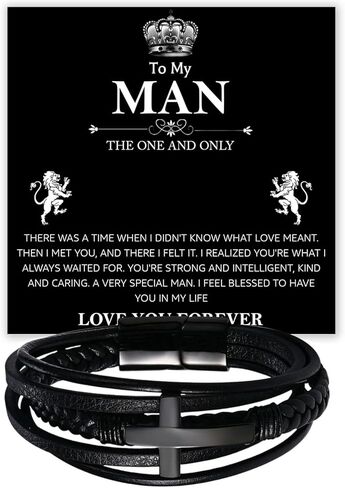 To My Man Bracelet Gifts, Romantic Gift For Him Husband Boyfriend Sentimental, Husband Boyfriend Mens Braided Leather Love You Forever Bracelets Valentine Birthday Christmas Gifts for Him in Saudi Arabia