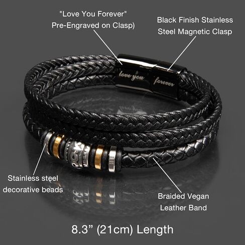 To My Man Bracelet Gifts, Romantic Gift For Him Husband Boyfriend Sentimental, Husband Boyfriend Mens Braided Leather Love You Forever Bracelets Valentine Birthday Christmas Gifts for Him in Saudi Arabia