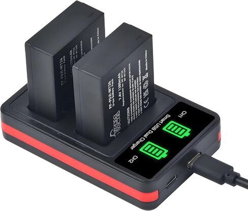 Picke Power NP-W126 NP-W126S بطارية (حزمة 2) وشاحن مزدوج LED ل FUJI X100V X100VI X-T100 X-T200 X100F ، X-T3 X-T30 X-T30 X-T20 X-T1 X-T2 X- T10 X-S10 X-A5 X-A10 X-E4 in Kuwait