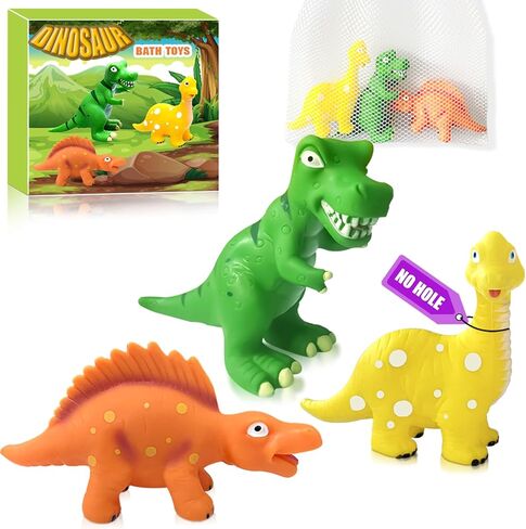 Dinosaurs for Toddlers 1-3 No Hole Dinosaurs Bath Toys for 6-18 Months - 3Pcs Dinosaurs Bath Toys with Storage Bag - Dino Bath Toys 1-4 Year Old Kids Gifts in Saudi Arabia