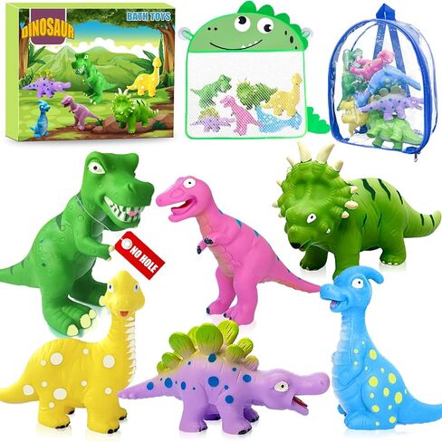 Dinosaurs for Toddlers 1-3 No Hole Dinosaurs Bath Toys for 6-18 Months - 3Pcs Dinosaurs Bath Toys with Storage Bag - Dino Bath Toys 1-4 Year Old Kids Gifts in Saudi Arabia