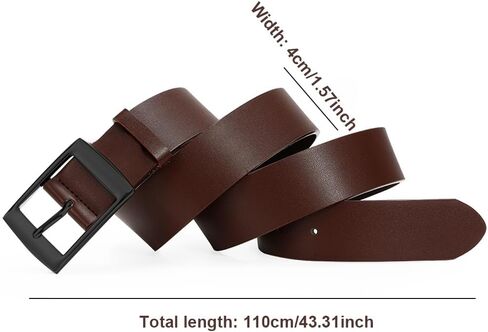 Men's Leather, Dress Casual Every Day Thick Alloy Prong Buckle Leather Belt for Men - Brown in Saudi Arabia