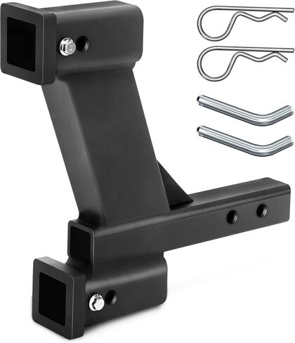 وصلة مقطورة قابلة للتعديل مع ارتفاع/سقوط 2 بوصة و10 بوصة، تناسب جهاز استقبال 2 بوصة، محول تمديد مقطورة ثقيل الوزن 10000 رطل، محول موسع وصلة وصلة مزدوجة للمقطورة مع ساق صلبة 2 بوصة باللون الأسود in Kuwait