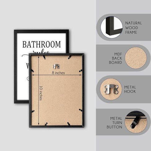 Funny Bathroom Wall Art Framed Bathroom Rules Wall Decor 8x10 Inches, Black and White Toilet Rules Wash Brush and Always Flush Canvas picture prints Essential Restroom Decor for Bathroom and Home in Saudi Arabia