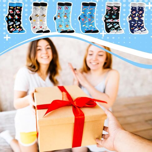 6 Pair Pharmacy Technician Gift Pharmacist Socks Accessories for a Living Cotton Socks Pharmacy Student Gift in Saudi Arabia