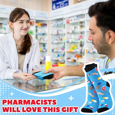 6 Pair Pharmacy Technician Gift Pharmacist Socks Accessories for a Living Cotton Socks Pharmacy Student Gift in Saudi Arabia