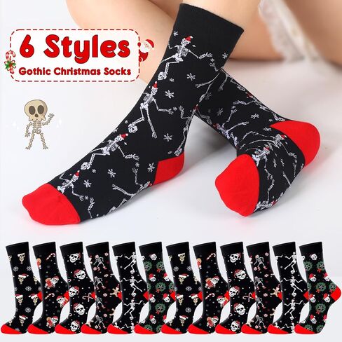 12 Pairs Christmas Socks for Men Novelty Christmas Fun Gifts for Adult Cozy Xmas Santa Skeleton Cotton Socks Set in Saudi Arabia