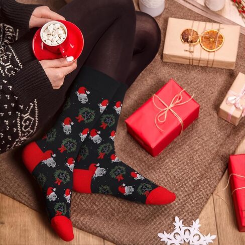 12 Pairs Christmas Socks for Men Novelty Christmas Fun Gifts for Adult Cozy Xmas Santa Skeleton Cotton Socks Set in Saudi Arabia